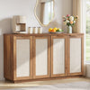 Hommpa Sideboard Buffet Cabinet Rattan Kitchen Storage Organizer with 5-Position Adjustable Shelf & 2 Doors Boho Farmhouse Accent Cabinets TV Console for Living Dining Room Coffee Bar