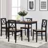 Seizeen Solid Wood Kitchen Table and Chairs, Dining Room Table Set for 4 with Gray Upholstered Chairs, Wood Grain Table Heavy-Duty Frame, Rustic Minimalist Style Breakfast Nook Set