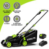 Steelite 13-Inch Cordless Lawn Mower, 21V Electric Lawn Mowers with Brushless Motor for Garden,5 Heights Adjustment, 4.0Ah Battery & Charger Included
