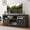 Uforic 65" Farmhouse TV Stand for 60/65 Inch TV with Power Outlet,Entertainment Center TV Console with Door, White & Brown