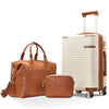 Joyway 3-Piece Carry-On Luggage Set with Swivel TSA Lock and Leather Carry Bag
