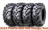 Set 4 27x9-12 & 27x12-12 Super Mud ATV Tires for 2014 Polaris RZR 900 Orange/Red