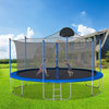 14FT Outdoor Trampoline with Safety Enclosure, Steel Tube Frame, Ladder & Secure Net - Heavy Duty, Blue
