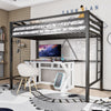Einfach Metal Twin Size Loft Bed with Removable Ladder & Full-Length Guardrail, White