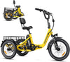 Addmotor Folding Electric Trike, 90MI Electric Tricycle for Adults, 750W 48V 20Ah, CITYTRI 3 Wheel Electric Bikes, Step-Thru Etrike with Rear Speed Differential & Parking Brake, E-310 Plus Red