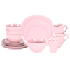 Stoneware Square 16pc Dinnerware Set, Matte Rose