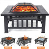 Fire Pits for Outside, DFITO 32" Wood Burning Fire Pit Tables with Screen Lid, Poker, Outdoor Fire Pit Patio Set, Patio Garden Stove Fire Pit/Ice Pit/BBQ Fire Pit, Black, GJ131