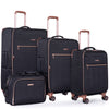 Travelhouse 4 Piece Luggage Set Softside Expandable Lightweight Suitcase with Double Spinner Wheels.(Black)