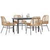 vidaXL 7 Piece Patio Dining Set with Cushions Black Poly Rattan Glass