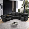 Aukfa 3-Piece Recliner Sofa Set, 6 Seat Sectional Couch with Cup Holders&Storage Console, Gray