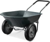 HLL Dual-Wheel Home Utility Yard Wheelbarrow Garden Cart w/Built-in Stand for Lawn, Gardening, Construction - Dark Gray