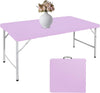Folding Table with Carry Handle, Portable Fold-in-Half Plastic Table, Rectangle Foldable Table for Indoor