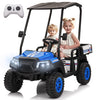 Rock Wheels 2 Seater 12V Ride On Toy Truck Golf Cart for Big Kids w/ Roof, Sun Shade, Storage Trunk, 2WD, Parent remote Control, 3 Speeds, LED Lights, Bluetooth & Music