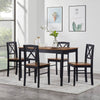 Seizeen Solid Wood Kitchen Table and Chairs, Dining Room Table Set for 4 with Gray Upholstered Chairs, Wood Grain Table Heavy-Duty Frame, Rustic Minimalist Style Breakfast Nook Set