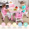 KATIDAP Kids Table and 4 Chairs Set, Height Adjustable Toddler Table and Chair Set, Graffiti Desktop, Classroom/Daycare/Home, Children Multi-Activity Table for Ages 2-8,Blue