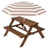 Best Choice Products Kids Wooden Picnic Table, Outdoor Activity Table w/ Adjustable Umbrella, Seats - Golden Brown/Aqua