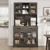 Planntonneo 71'' Tall Kitchen Pantry Storage Hutch Cabinet with Doors and Shelves, Grey Oak