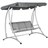 Outsunny 3 Person Patio Swing Seats, Porch Swing with Stand & Adjustable Canopy, Heavy Duty Outdoor Swing Chair Bench for Adults, Black