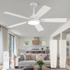 Zardon 52 inch Black Ceiling Fan with LED Light and Remote, Downrod 6-Speed and Quiet Reversible DC Motor for Bedroom, Living Room, Indoor