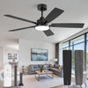 Zardon 52 inch Black Ceiling Fan with LED Light and Remote, Downrod 6-Speed and Quiet Reversible DC Motor for Bedroom, Living Room, Indoor