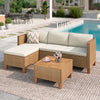 MF Studio 3-Piece Patio Furniture Conversation Set, All-Weather Wicker Outdoor Sectional Sofa Set with Table & Cushions, Beige
