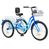 Dextrus 24 Inch 3-Wheel Bike, Single Speed Adult Trike, Low Step-Through Cruiser with Front & Rear Baskets, Large Adjustable Seat with Backrest for Seniors, Men, and Women (Purple)