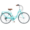 26 Inch Women's Bike, Adult Cruiser Bicycle Shimano 7 Speed Steel Frame City Commuter Bike for Ladies, Green