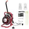 Roromall Drain Cleaner Machine 50FT/75FT/100FT x 3/8-inch/1/2-inch Sewer Auger Electric Drain Auger Sewer Snake with 4 Cutter, Air-Activated Foot Switch, Gloves