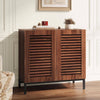 JOMEED Buffet Sideboard Cabinet with Louvered Doors & Adjustable Shelf, Wood Storage Cabinet for Kitchen, Dining Room, Living Room, Entryway Walnut