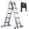 HBTower Ladder, A Frame 4 Step Extension Ladder, 14 Ft Multi Position Ladder with Removable Tool Tray and Stabilizer Bar, 330 lbs Capacity Telescoping Ladder for Household and Outdoor Work