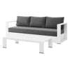 Lounge Sofa Table Set, Grey Gray, Aluminum, Metal, Fabric, Modern Contemporary, Outdoor Patio Balcony Cafe Bistro Garden Furniture Hotel Hospitality