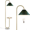 Modern Elegant with Tray Floor Lamp for Office Cafe Den Living Room Bedroom, Foot Switch and Brass/Gold Finish,Light Yellow Pleated Cloth Lampshade