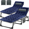 Slsy Folding Sleeping Cots Bed with 2 Sided Mattress & Pillow, Folding Camping Cot, Adjustable 4-Position Folding Lounge Chair