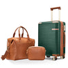 Joyway 3-Piece Carry-On Luggage Set with Swivel TSA Lock and Leather Carry Bag