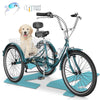 MOONCOOL Adult Tricycles with Rear Basket & Inflator, 24 26 inch 7 Speed 3 Wheel Bikes, Three-Wheeled Bicycles Adult Trike with Backrest for Seniors, Women, Men