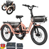 ABORON 3.0 Fat Tire Electric Trike for Senior Foldable E-Bike, 500W Motorized Tricycle Adult 20" Folding 3 Wheel Electric Commute Bike Trike w/48V Battery and Storage Baskets,