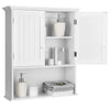 Ditangy Wall Mounted Bathroom Cabinet, Over The Toilet Storage Cabinet w/Double Doors & Adjustable Shelf, Wood Hanging Medicine Cabinet for Living Room, Entryway, Kitchen (White)