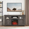60" Farmhouse Fireplace TV Stand for TVs up to 70 inch, Entertainment Center with 18" Electric Fireplace,Rustic TV with Glass Barn Doors for Living Room, Adjustable Shelf