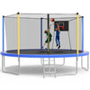 SHINPT 14ft Trampoline for Kids, Outdoor Trampoline with Net, Big Trampoline with Basketball Hoop and Ladder, Heavy Duty Trampoline with No-gap Design, Backyard Trampolines for Adult