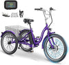 ABORON 24" 26" Electric Tricycles, 36V 10Ah 350W Lithium Battery, 7 Speed E-Trike for Adults with Large Capacity Rear Basket & Adjustable Seat