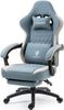 Dowinx Gaming Chair Breathable Fabric Computer Chair with Pocket Spring Cushion, Comfortable Office Chair with Gel Pad and Storage Bag,Massage Game Chair with Footrest,Pink