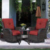POCASSY 3 Piece Patio Set Outdoor Wicker Glider Rocking and Swivel Chairs with Cushions
