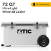 RTIC 72 QT Ultra-Light Wheeled Hard-Sided Ice Chest Cooler, Fits 96 Cans, Dark Grey & Cool Grey