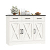 Homfa 42.5'' Kitchen Buffet Sideboard Cabinet, 3 Drawers Farmhouse Coffee Bar Storage Cabinet with Adjustable Shelf, White
