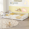 Yoneston Twin Size Bed Floor Bed with Safety Guardrails and Door for Kids & Toddlers, Natural