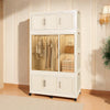 Montary Kids Portable Wardrobe w/ Magnetic Doors & Hanging Rod - 4-Cube Plastic Storage Cabinet,Nursery/Bedroom