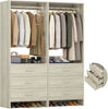 Homieasy Closet System Closet Organizer, Wood Closet Organizer System, Walk-in Closet or Small Closets Wardrobe, Clothes Rack with Hanging Rods, 4FT Closets, Set of 2, White Oak