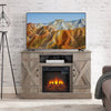 Gzxs Farmhouse Fireplace TV Stand with 18" Electric Fireplace for 50 Inch TVs, Farmhouse Entertainment Center w/ Open Shelves, TV Media Console for Living Room, Gray Wash