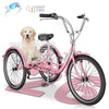 MOONCOOL Adult Tricycles with Rear Basket & Inflator, 24 26 inch 7 Speed 3 Wheel Bikes, Three-Wheeled Bicycles Adult Trike with Backrest for Seniors, Women, Men