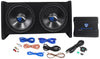 Rockville RV12.2B 1200w Dual 12" Car Subwoofer Enclosure+Mono Amplifier+Amp Kit
